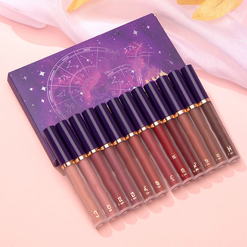 12 Colors Matte Liquid Lipstick Set Long Lasting Waterproof Non