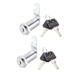sourcing map Drum Cam Lock 1-3/8 Inch Cylinder Long Cabinet Locks with No. 1 Cam Fits 1-1/8 Inch Max Thickness Plate Key Different Pack of 2