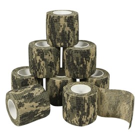 GooGou Self Adherent Bandages Camouflage Cohesive Tape Camo Elastic Sports Tape for Sports Hunting Gear and Finger Wrist Ankle 8PCS 2 in X 14.7 ft (Black Camouflage)