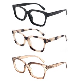 COVESATO Oprah Style Reading Glasses for men women Square Blue Light Blocking Computer Reader 3 Packs 1.50