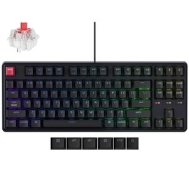 Keychron C3 Pro TKL 80% Wired Mechanical Keyboard, 8K Polling Rate, QMK/VIA Programmable, Hot-Swappable, RGB Backlit Shine-Through Keycaps, Super Red Switch, for Windows/Mac