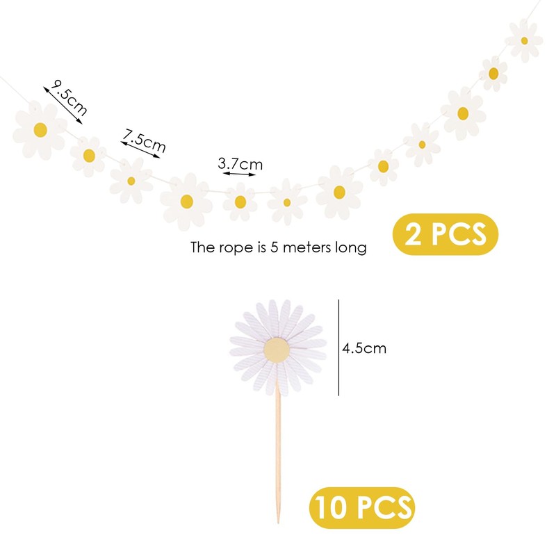 2 Daisy Pull Banners With 10 Daisy Inserts, Banner Decorations,