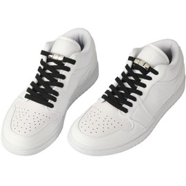 7STROBBS No Tie Elastic Laces for Trainers, 8MM Tieless Lock Shoelaces for Sport Running Walking Boots, Easy Lazy Flat Shoe Lace for Adults Kids with Silver Buckles, Black