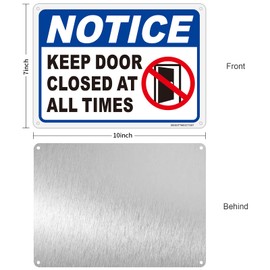 2 Pack Notice- Keep Door Closed At All Times Sign, 10x7 inches Aluminum Keep Door Closed Sign, Fade Resistant, UV Protected, Weather, Durable Ink, Easy To Mount