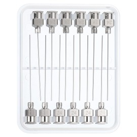 PATIKIL 24Ga x 1.5 Inch Stainless Steel Dispensing Needle Tips, 12Pcs Metal Glue Needle Tube Blunt Tips Luer Lock for Thick Glue Ink Lab, Silver
