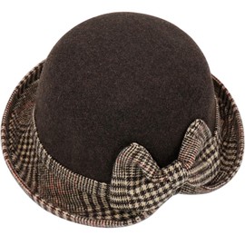 YeeHeen Fedora Cloche Hat Vintage Church Round Bowler Hats Bucket Hat for Women Coffee