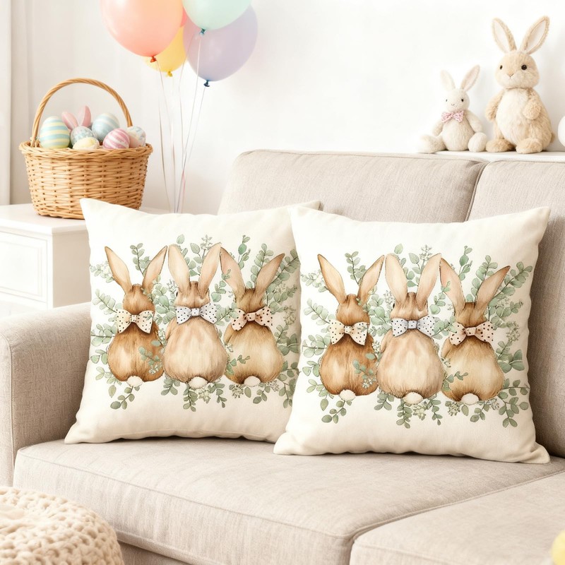 Easter Pillow Covers 16 x 16 Inch Set of 2