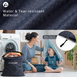 WiseBoy 2 Pack Laundry Bags, Washable Wet Dry Bag, Travel Laundry Bag Dirty Clothes Organizer, Swimming Yoga Bathing Suit Workout Wet Dry Bag - Navy Blue