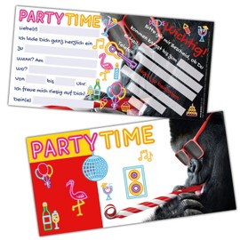 BREITENWERK Set of 12 Party Gorilla Invitation Cards – Funny Premium Invitation for Children's Birthday or Party for Boys Girls & Adults