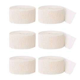 Crepe Paper 6 Rolls Crepe Tapes 4.5 cm x 25 m Crepe Paper Ribbon Colourful Streamers Crepe Paper Craft Crepe DIY Paper Streamer for Decoration Party Wedding Birthday Celebration Decoration (White)