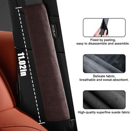zipelo Car Seat Belt Pad, 2PCS Comfortable Vehicle Seatbelt Strap Cover for Neck & Shoulder Protection, Soft Automotive Interior Accessories, Universal for SUV Sedan Truck (Brown)