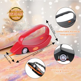 LIZAAL 2-Pack Gift Wrap Cutter with 3 Replaceable Blades | New Wrapping Paper Cutter with Wheels | Birthday and Christmas Wrapping Paper Cutter Slider for Home, Office or Classroom (Black & Red)