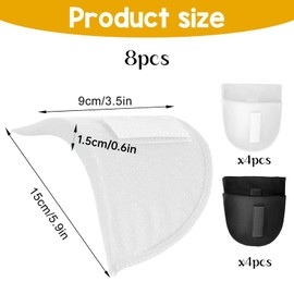COMNICO 4 Pairs Set-in Shoulder Pads Thickness 1.5cm Breathable Sponge Foam Pads Sloping High Low Shoulders Pad Sewing Accessories for Women Men Blazer Suit T-Shirt (Black+White)