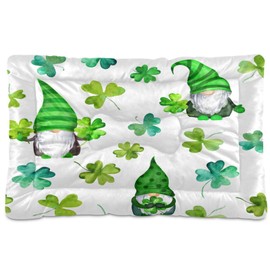 YETTASBIN St. Patrick's Day Gnome Crate Pet Bed, Portable Washable Dog Cat Mat, Soft Comfortable Pet Mattress with Non-Slip Bottom for Dogs Cats Sleeping, 36 x 24 Inch
