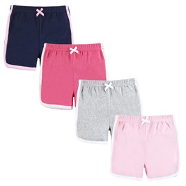Hudson Baby Unisex Baby and Toddler Shorts Bottoms 4-Pack, Pink Navy, 0-3 Months