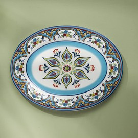 Euro Ceramica Zanzibar Oval Platter, Multicolor
