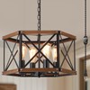 4-Light Large Rustic Farmhouse Plug in Pendant Light Fixture with