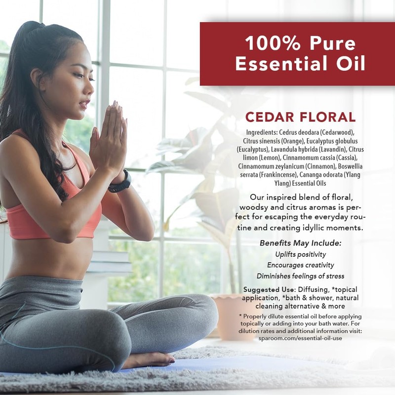 SpaRoom Aromatherapy 100% Pure Undiluted Essential Oil, Escape Cedar Floral