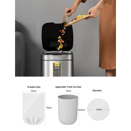 Waikas Trash Bags 8 Gallon, Medium Garbage Bags, No Flaps/Ties,1.31Mil Thickness, 55cm*70cm, 9.35g/pcs, Pack of 36 Count, Unscented, Black