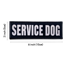 JUJUPUPS Black Reflective Dog Patches 2 Pack Service Dog ，in Training， DO NOT PET, Tags with Hook and Loop Patches for Vests and Harnesses (Service Dog, 6x2 inch)