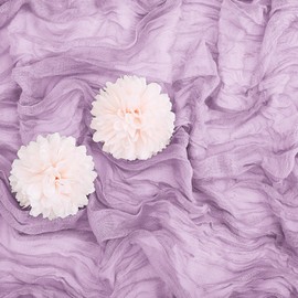 Aktor 12 Pack Lavender Table Runner Boho Cheesecloth Table Runner Semi Sheer Gauze Fabric Table Runner for Wedding Birthday Baby Shower Party Boho Table Decoration（Lavender）