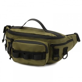 DONGKER Fishing Bag, Portable Fishing Backpack, Waterproof Waist Bag, Belt Bag, Shoulder Bag for Men and Women for Running, Outdoor Sports, Training, Green, Classique
