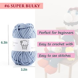 100g Yarn for Crocheting,Soft Yarn,Crochet Yarn,Nylon Cotton Acrylic Blend Yarn,Knitting Yarn for Dolls,Basket,Bags,Hats,Blankets(Cool Grey)