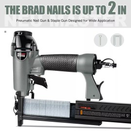 NEU MASTER Pneumatic Brad Nailer, 2 in 1 Nail Gun Staple Gun Fires 18 Gauge 2...
