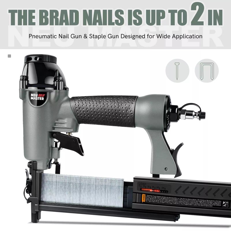 NEU MASTER Pneumatic Brad Nailer, 2 in 1 Nail Gun