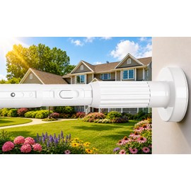 QINGYUN Extra Long No-Drill Tension Curtain Rod 40-166 Inches (4-14Ft), Heavy Duty Adjustable Rod for Outdoor Patio Curtains, Large Windows, Room Divider & Bathroom, White
