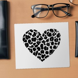 2 x 'Leopard Print Heart' Microfibre Lens/Glasses Cleaning Cloths (LC00030359)