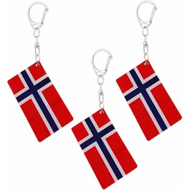 Llavero con bandera de Noruega, cadenas acrílicas en forma de D de doble cara, llaveros de bandera noruega, llaveros de coche estilo hombres y mujeres, decoración de regalos (3 piezas),