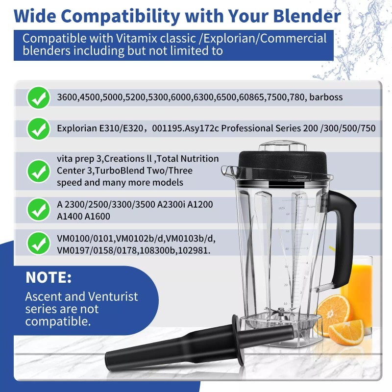 SUTETLW 64 OZ Container for Vitamix Blender Pitcher, Replace Classic