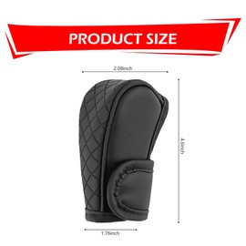 Bawkars Leather Car Gear Shift Cover, Anti-Slip Dust Gear Shift Knob Cover, Diamond Embroidery Design Car Decorative Accessories, Universal Automotive Shift Stick Protector for Most Cars (Black)