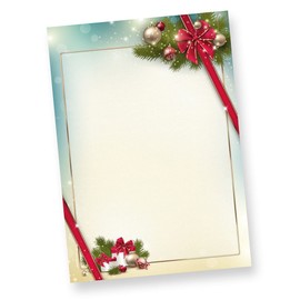 Christmas Letter Paper Red Bow (100 Sheets) Christmas Letter Paper DIN A4 for Printing