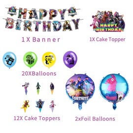 Birthday Party Supplies , Birthday Decorations Include Banner, Ballons, Cake&Cupcake Toppers,Foil Balloons,Tablecloth Table Cover Tableware Party Favor