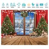 SJOLOON Christmas Backdrop Wood Floor Christmas Tree Backdrop Windows Snow