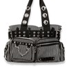Convertible Belt Shoulder Bags with Grommets:_White Pinstripe Convertible Belt Shoulder