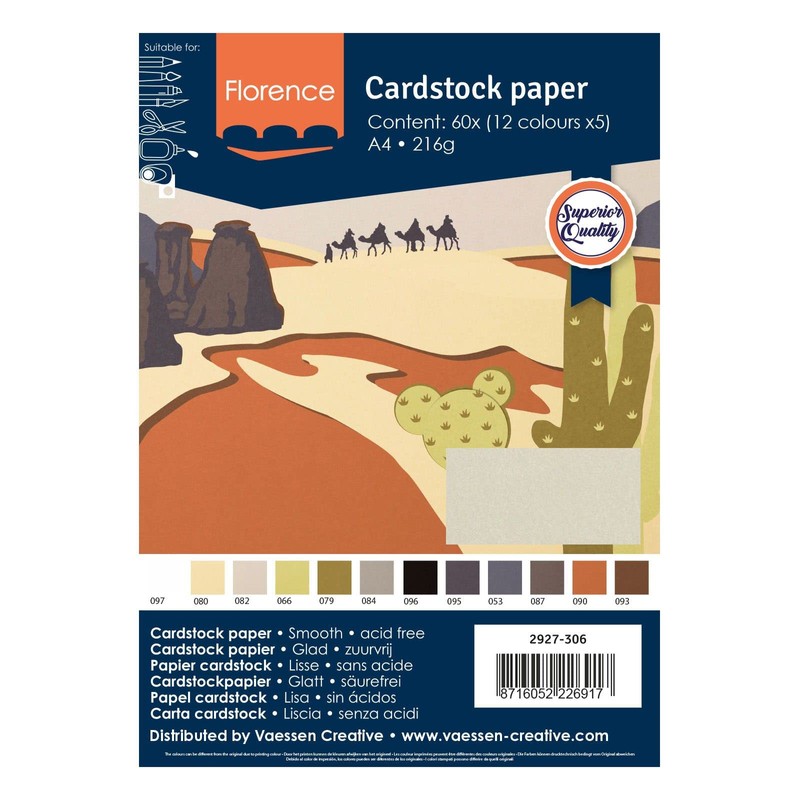 Vaessen Creative Florence Smooth Cardstock Paper, Earth Tones Colours Mix,