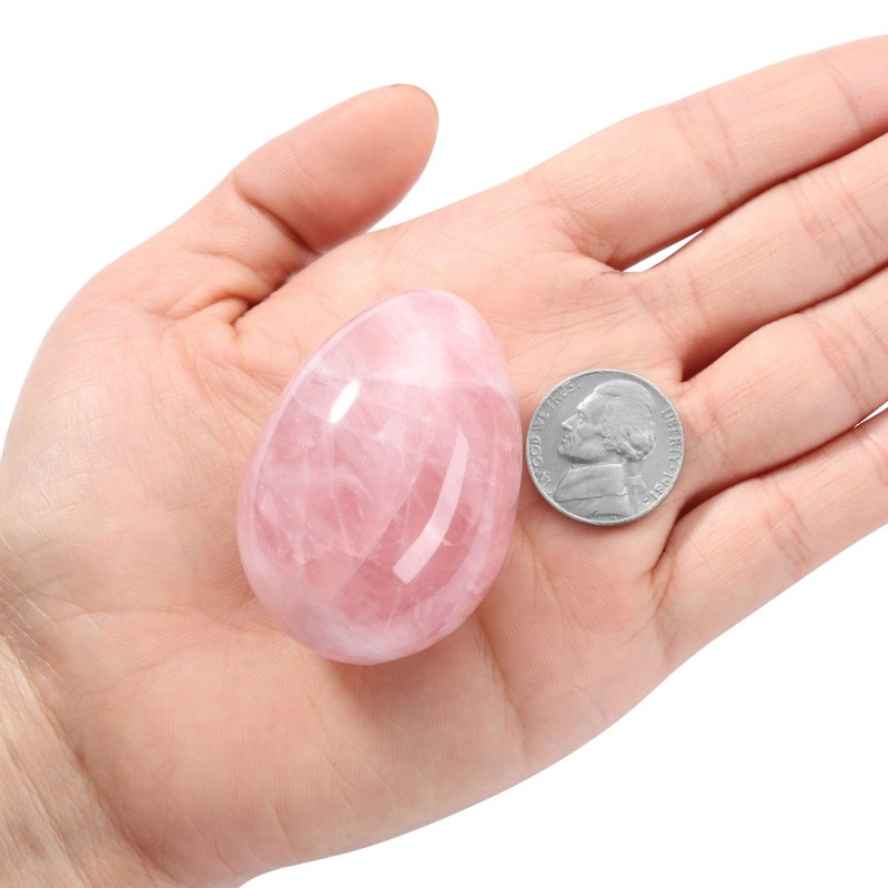 Jovivi Natural Rose Quartz Egg Sphere Sculpture Reiki Healing Crystal