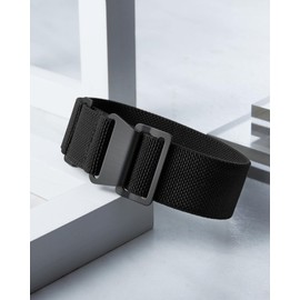 BINLUN Replacement Watch Band, Elastic Nylon Fabric, Waterproof, Military Strap, Unisex, Interchangeable, Silver/Black Buckle, 0.7, 0.8, 0.9 inches (18, 20, 22 mm), Improved Version, Nylon, No