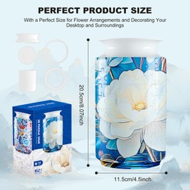 Unique 3D Plastic Puzzle Flower Arrangement Decorative Vase for Adults on Valentine's Day, Christmas, Mother's Day and Housewarming (Pure White Orchid)