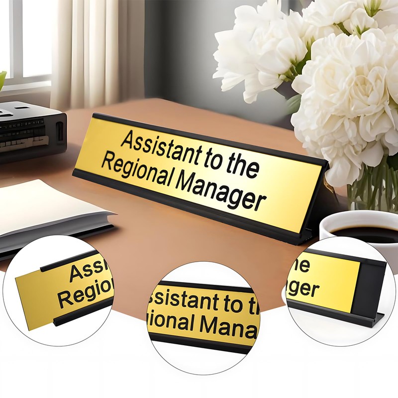 Assistant to the Regional Manager Desk Sign Gold Funny Office