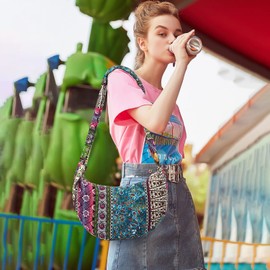 PORRASSO Hippie Shoulder Bag Women's Shoulder Bag Lightweight Shoulder Bag Tote for Travel Beach School Hiking Holidays, 02, Unique