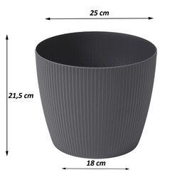Tymar Flowerpot, pack of 2, round shape, planter (2 pack), anthracite, diameter 25.5 cm)