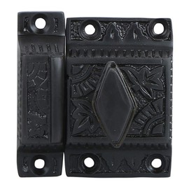 Set of 1 Brass Cabinet Latch, Latch with Twist Knob for Cabinet Closet Kitchen Door Drawer Lock, Handmade Oil Rubbed Bronze Finish, Antique Cabinet Latch