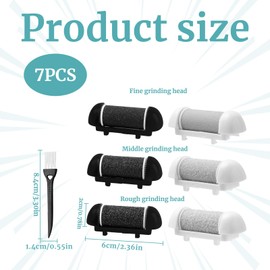 6PCS Foot File Replacement Rollers for Scholl/Essy/Pedi Foot File,Coarse/Medium/Fine Replacement Roller Refill Heads with Brush,Micro Replacement Rollers for Pedi,Replacement Roller Head Dry/Wet Use