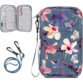 Fintie - Soporte para pasaporte familiar para viajes, 6 personas de gran capacidad con bloqueo RFID, organizador de documentos de viaje, bolsa de embrague con soporte para bolígrafos, llavero, tarjeta
