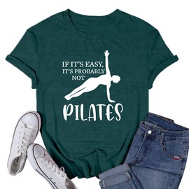VQD Womens Pilates Shirts Yoga Workout Tshirts Fitness Lover Tee Tops Green