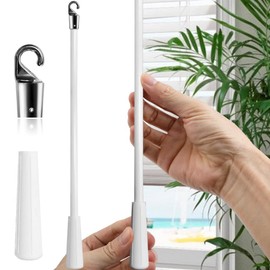 Blind Wand Replacement with Hook, 17 Inches White Fiberglass Blind Tilt Wand for Window Pull Supplies (1 Pcs)